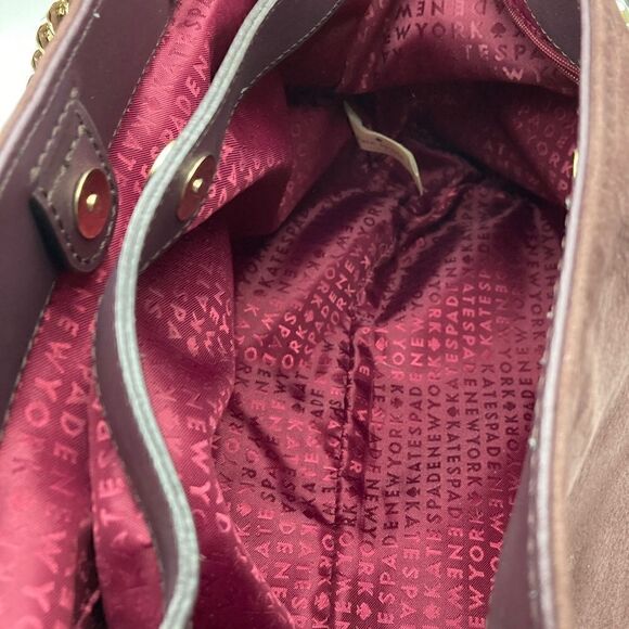 Kate Spade New York  Bordeaux Cown Hide Leather Shoulderbag Handbag - Picture 10 of 13